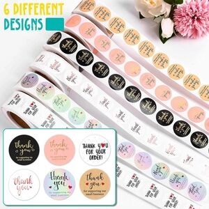 3000 pcs, 1”, Thank You Stickers for Packaging